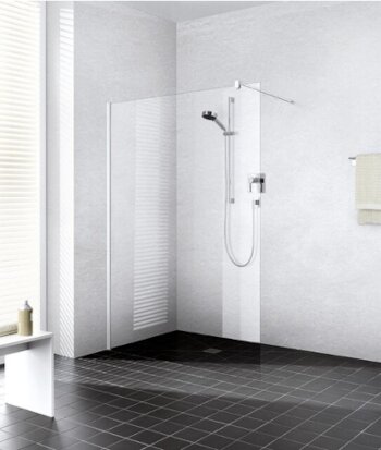 Walk-In-Dusche einseitig begehbar mit Glasabtrennung in Detailansicht