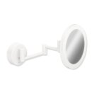 HEWI Cosmetic mirror LED, matt white, round, 5-fold magnification, dual light
