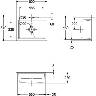 Villeroy & Boch 336602FU EB-SP Subway Style 60 S 600x510mm