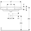 Geberit 500249002 Smyle Square Waschtisch, 75x48cm