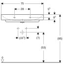 Geberit 505021012 ONE Waschtisch 75x48 cm, Abg. verti.