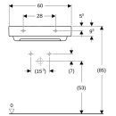 Geberit 505034001 ONE Waschtisch 60x48,4 cm, Abg.horiz.