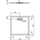 IDEAL STANDARD T4466V3 Quadrat-Brausewanne Ultra Flat New,