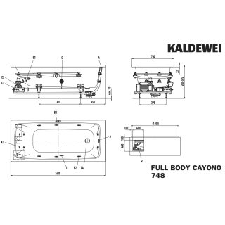 Kaldewei 274860260001 BW CAYONO Mod.748 FULL BODY, 1600 x