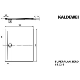 Kaldewei 351247980673 DW SUPERPLAN ZERO Mod.1512-5, 700 x