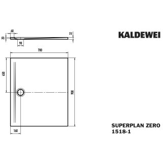 Kaldewei 351800010231 DW SUPERPLAN ZERO Mod.1518-1, 700 x