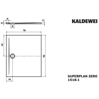 Kaldewei 351800010663 DW SUPERPLAN ZERO Mod.1518-1, 700 x