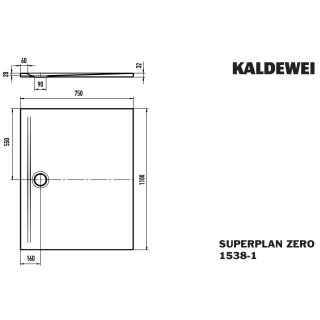 Kaldewei 353800012001 DW SUPERPLAN ZERO Mod.1538-1, 750 x