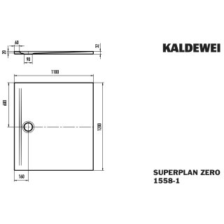 Kaldewei 355800012001 DW SUPERPLAN ZERO Mod.1558-1, 1100 x