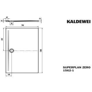 Kaldewei 356200012001 DW SUPERPLAN ZERO Mod.1562-1, 700 x