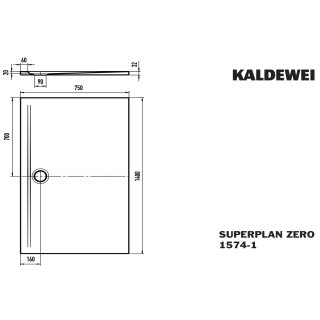 Kaldewei 357400012001 DW SUPERPLAN ZERO Mod.1574-1, 750 x