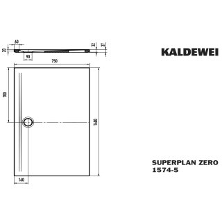 Kaldewei 357447980030 DW SUPERPLAN ZERO Mod.1574-5, 750 x