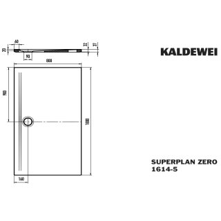 Kaldewei 364447980664 DW SUPERPLAN ZERO Mod.1614-5, 800 x