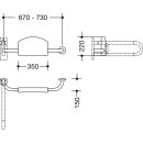 HEWI Back support, Series 801, right, Insert Wall mounting, folding support handle light grey
