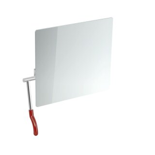 HEWI tilt mirror, lever on left, Series, LifeSystem ruby red