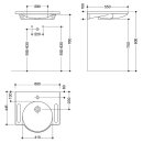 HEWI washbasin with recessed grip, 600 x 550 mm, wo...