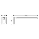 Barre appui pliable HEWI Mono L 600 mm, carr&eacute;, l 40 mm, H 30 mm, acier inox