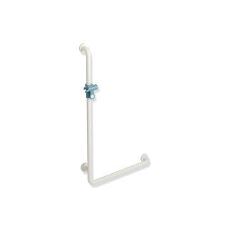 HEWI Angle handle with shower holder bar, Range 801, Axle dimension1: 1100, W1: 600, aluminium core, colour 99/55