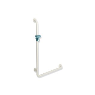 HEWI Angle handle with shower holder, Series 801, matt, Axle dimension1: 1100, W1: 600, colour 99/55