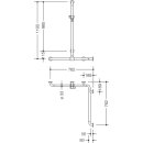 HEWI shower bath handrail w/ shower holder bar, Axle dimension1: 1100, W1/2: 762, colour 99/55