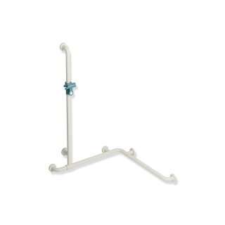 HEWI shower bath handrail w/ shower holder bar, Axle dimension1: 1100, W1/2: 762, aluminium core, colour 99/55