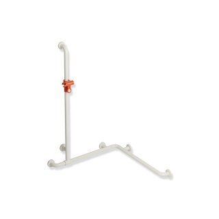 HEWI shower bath handrail w/ shower holder bar, Axle dimension1: 1100, W1/2: 762, aluminium core, colour 99/36