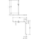 HEWI shower bath handrail with shower holder bar, Axle dimension1: 1100, W1/2: 962, colour 99/55