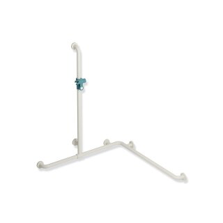 HEWI shower bath handrail with shower rail, matt, Axle dimension1: 1100, W1/2: 962, colour 99/55