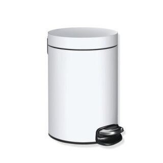 HEWI waste bin, 5 l, soft close Stainless steel, matt white coated