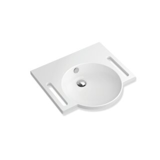 HEWI washbasin with recessed grip, 600 x 550 mm, with overflow, without tap hole