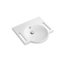 HEWI washbasin with recessed grip, 600 x 550 mm, w/ overflow, wo tap hole