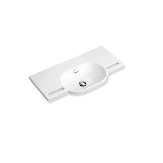 HEWI washbasin with recessed grip, width 850 mm, depth 415 mm, with overflow, without tap hole