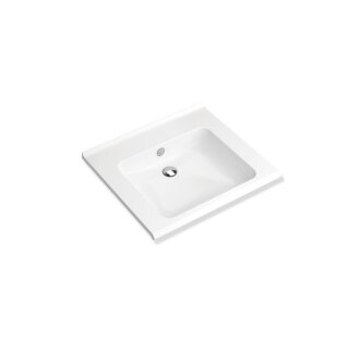 HEWI S-shaped washbasin, modular, with overflow, width 650 mm, depth 550 mm, without tap hole