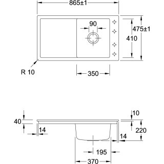 Villeroy & Boch 33070FRW SP Timeline 50 flat 865x475mm IB