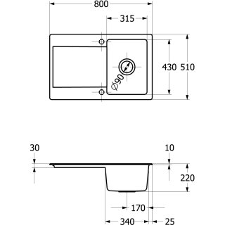 Villeroy & Boch 333401KG EB-SP Siluet 45 800x510mm Ablgarn. IB