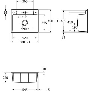 Villeroy & Boch 33461FRW SP Siluet 60 S flat 600x510mm