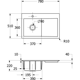 Villeroy & Boch 334800R1 EB-SP Subway Style 45 780x510mm IB li