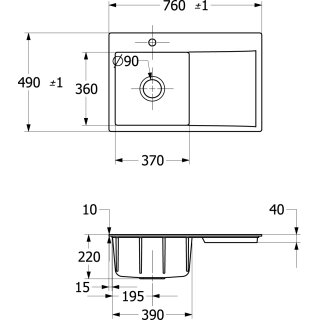 Villeroy & Boch 33482FRW SP Subway Style 45 Flat 780x510mm