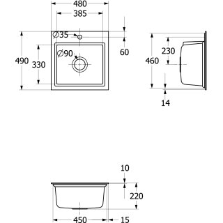 Villeroy & Boch 33550FJ0 SP Subway Style 50 S Flat 500x510mm