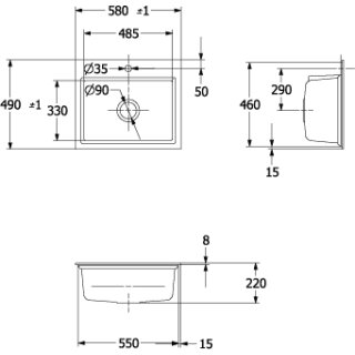 Villeroy & Boch 336A1FFU SP Subway Style 60 S Flat 6A 600x510