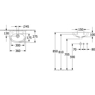 Villeroy & Boch 43403LR1 Lavabo O.novo Oval 1HL.