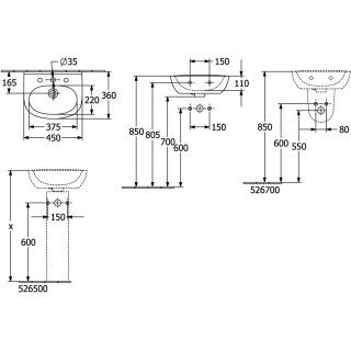 Villeroy & Boch 43404501 Handwaschbecken O.novo 450x360mm Oval