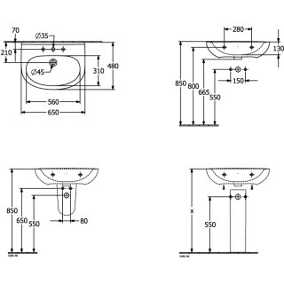 Villeroy & Boch 4A406501 Waschbecken O.novo 650x480mm Oval