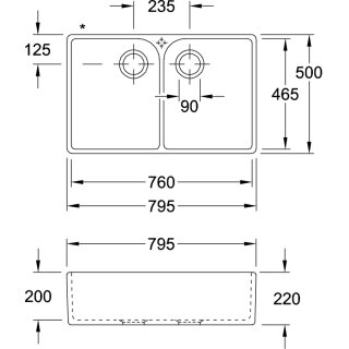 Villeroy & Boch 638002RW Spülstein 80 X 220x795mm Exc-Garn.