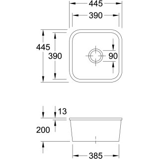 Villeroy & Boch 670300J0 Unterbauspüle Cisterna 50 445x445mm