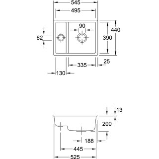 Villeroy & Boch 675800KG Unterbauspüle Subway 60 XU 545x440mm