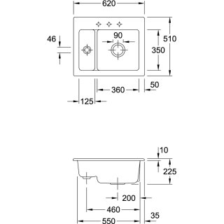 Villeroy & Boch 678001KG EB-SP Subway 60 XM 620x510mm Ablgarn.