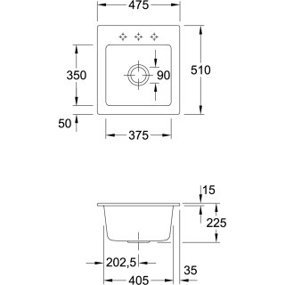Villeroy & Boch 678101TR EB-SP Subway 45 XS 475x510mm Ablgarn.