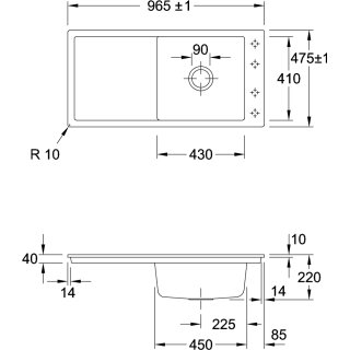Villeroy & Boch 67902FR1 SP Timeline 60 flat 965x475mm