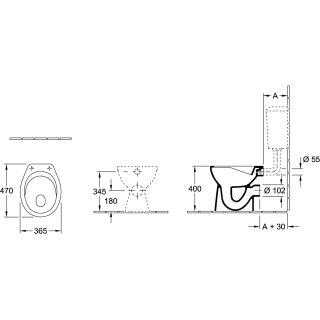 Villeroy & Boch 7619R0R1 F-WC sprd-los O.novo 360x460x395mm ov